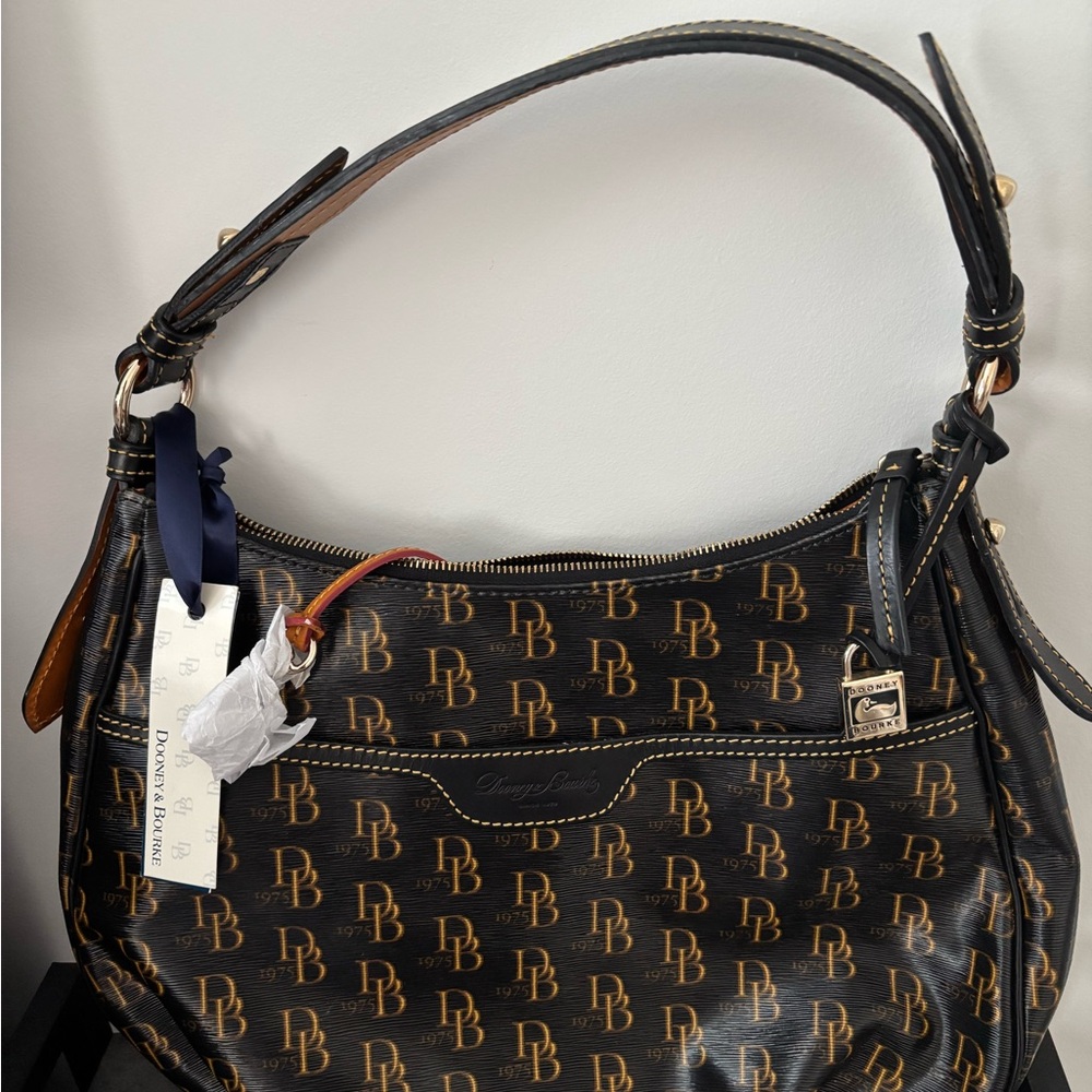 Dooney & Bourke Black and Brown Monogram Shoulder Bag NWT